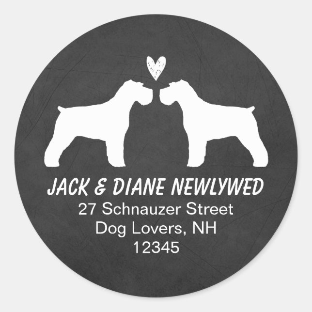 Pegatina Redonda Dirección de devolución de las siluetas de Schnauz (Anverso)