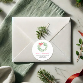 Pegatina Redonda Dirección de devolución de línea de Navidades de c