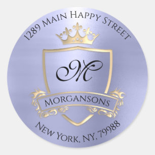 Pegatina Redonda Dirección de devolución de monograma Crown Royal G