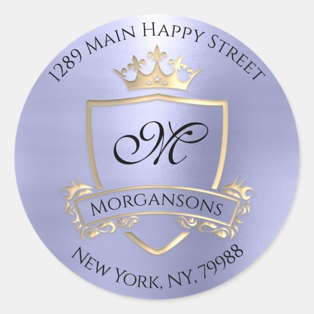 Pegatina Redonda Dirección de devolución de monograma Crown Royal G (Anverso)
