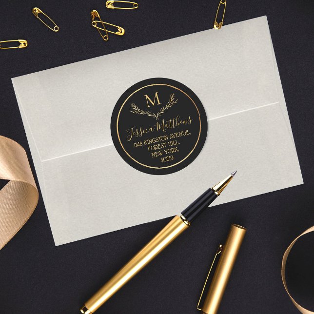 Pegatina Redonda Dirección de devolución de monograma de Relieve me (Subido por el creador)