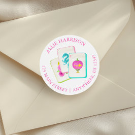 Pegatina Redonda Dirección de devolución de mosaicos Mahjong de col