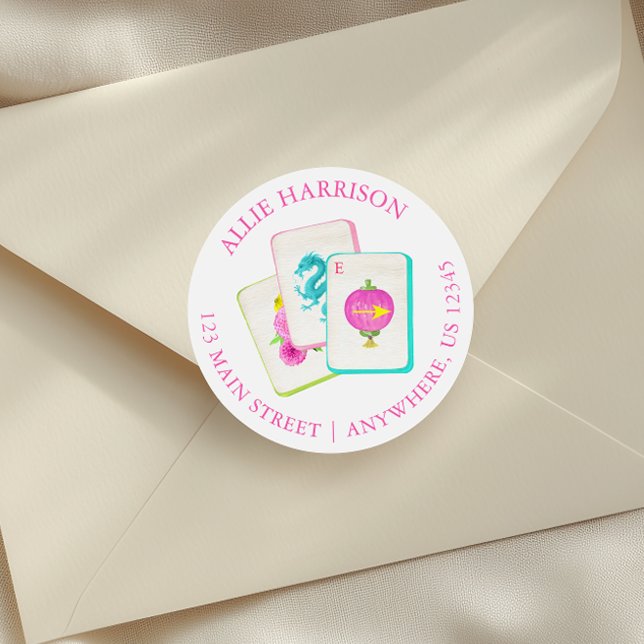 Pegatina Redonda Dirección de devolución de mosaicos Mahjong de col (Subido por el creador)