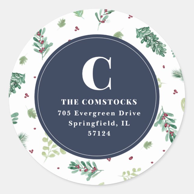 Pegatina Redonda Dirección de devolución de Navidades de flotación  (Anverso)