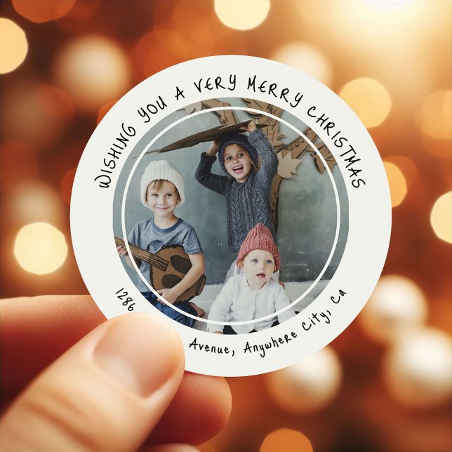 Pegatina Redonda Dirección de devolución de Navidades de fotografía (Subido por el creador)