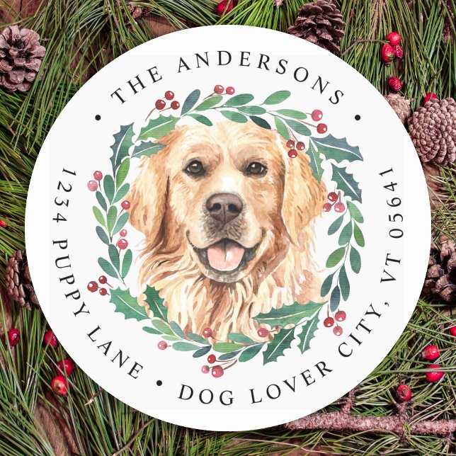Pegatina Redonda Dirección de devolución de Navidades de perro de G (Subido por el creador)