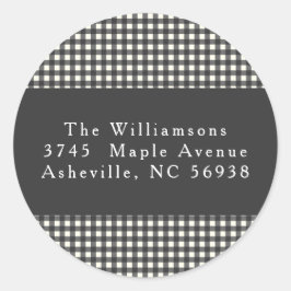 Pegatina Redonda Dirección de devolución de Navidades de placa negr