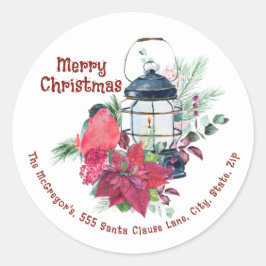 Pegatina Redonda Dirección de devolución de navidades Linterna de é