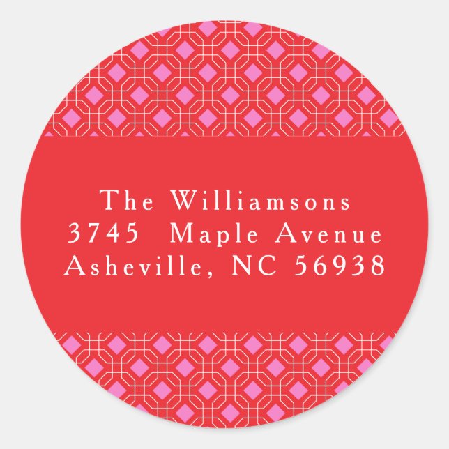 Pegatina Redonda Dirección de devolución de Navidades rojos de cort (Anverso)