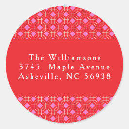 Pegatina Redonda Dirección de devolución de Navidades rojos de cort