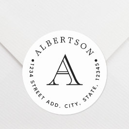 Pegatina Redonda Dirección de devolución de nombre de familia de mo