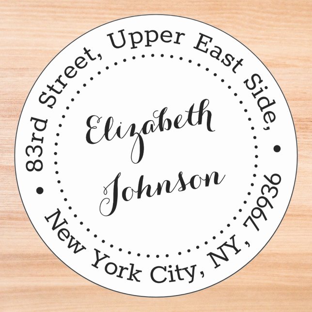 Pegatina Redonda Dirección de devolución de nombre elegante moderna (Modern Elegant Name Return Address Personalized Classic Round Sticker)