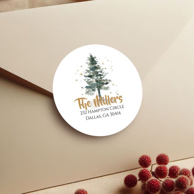 Pegatina Redonda Dirección de devolución de oro del árbol de navida (Subido por el creador)
