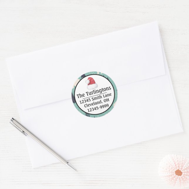 Pegatina Redonda Dirección de devolución de Osos Polares Evergreen  (Sobre)