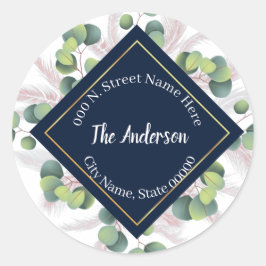 Pegatina Redonda Dirección de devolución de pampas grass y eucalipt