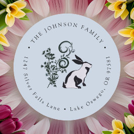 Pegatina Redonda Dirección de devolución de Pascua de conejo modern