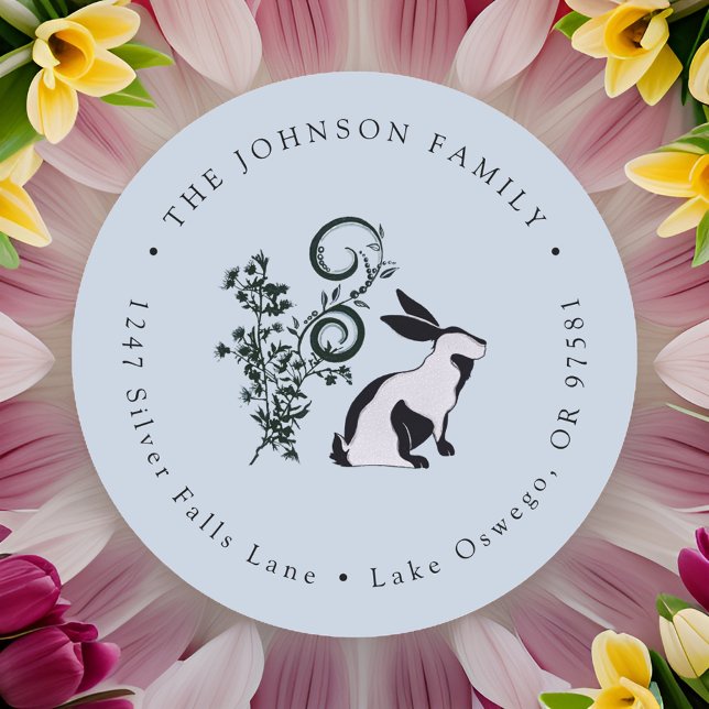 Pegatina Redonda Dirección de devolución de Pascua de conejo modern (Subido por el creador)