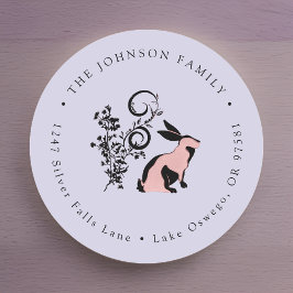 Pegatina Redonda Dirección de devolución de Pascua de conejo modern