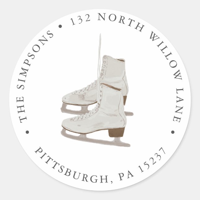 Pegatina Redonda Dirección de devolución de patines de hielo Pegati (Anverso)