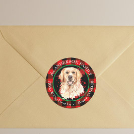Pegatina Redonda Dirección de devolución de perro Retriever Dorado 