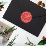 Pegatina Redonda Dirección de devolución de Personalizado rojo y bl<br><div class="desc">Añade tu dirección de retorno con facilidad a estos Navidades con estos pegatinas simples pero muy de moda. El diseño es fácil de personalizar con tu nombre,  dirección y mensaje de vacaciones.</div>