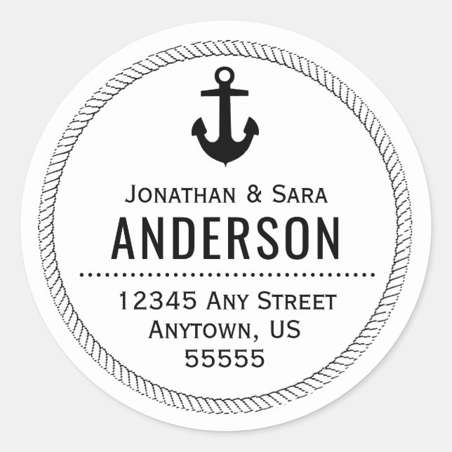 Pegatina Redonda Dirección de devolución de pista y anclaje náutico (Anverso)