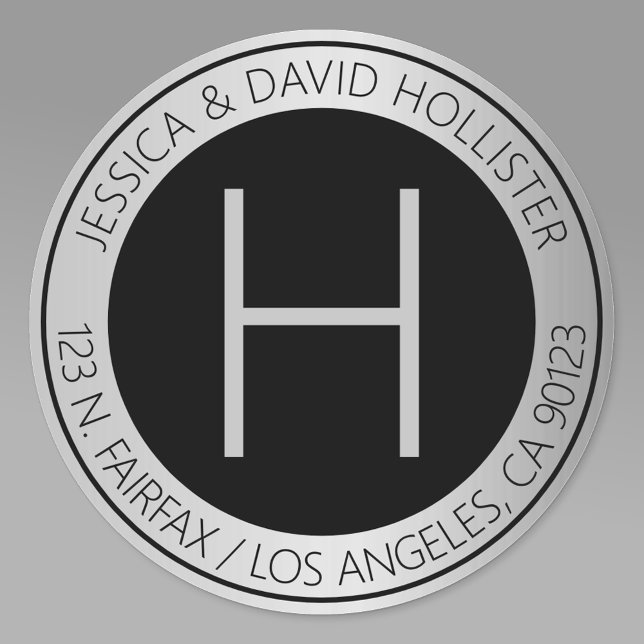 Pegatina Redonda Dirección de devolución de plata falsa moderna o e (Subido por el creador)