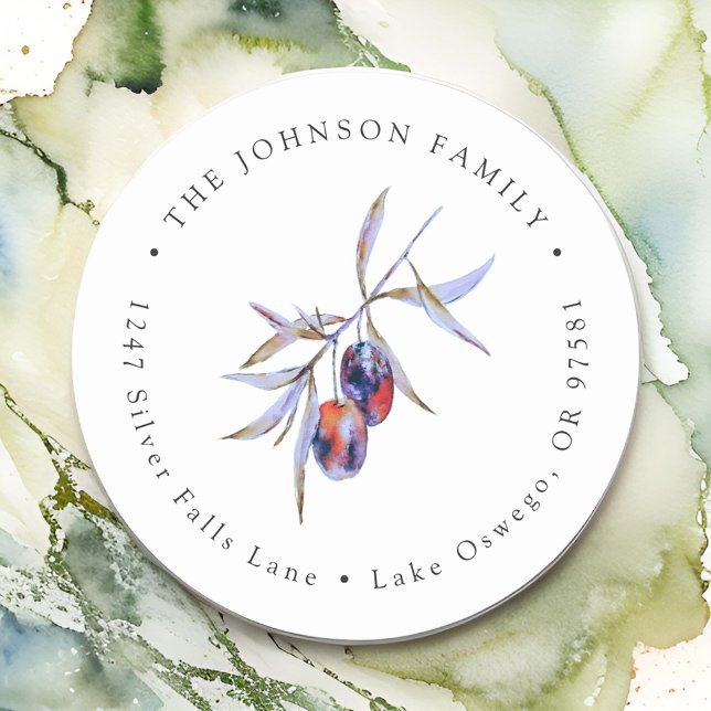 Pegatina Redonda Dirección de devolución de rama de olivo acuarela (Subido por el creador)