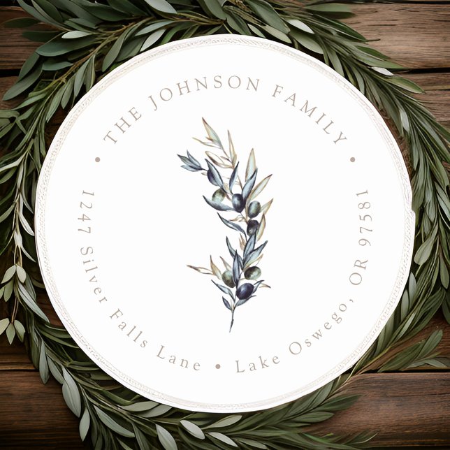 Pegatina Redonda Dirección de devolución de rama de olivo acuarela (Subido por el creador)