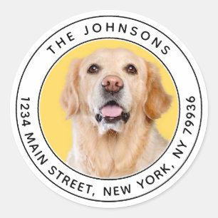 Pegatina Redonda Dirección de devolución de redondeo de la foto del