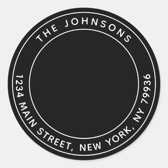 Pegatina Redonda Dirección de devolución de redondeo de la foto del (Anverso)