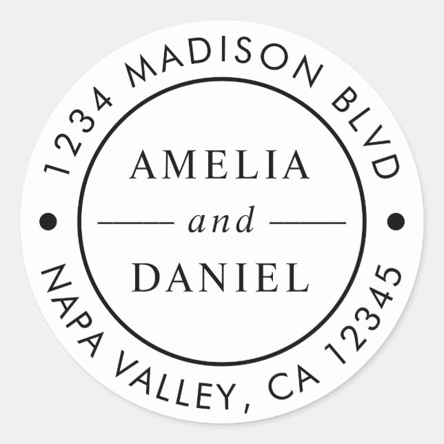 Pegatina Redonda Dirección de devolución de redondeo simple (Anverso)