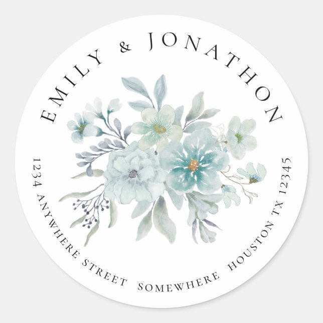 Pegatina Redonda Dirección de devolución de Sea Mist Florals (Anverso)