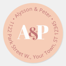 Pegatina Redonda Dirección de devolución de Siena quemada de cada u