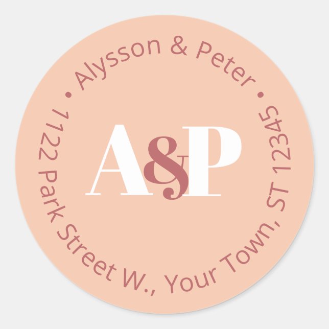 Pegatina Redonda Dirección de devolución de Siena quemada de cada u (Anverso)