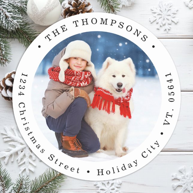 Pegatina Redonda Dirección de devolución de tarjeta de Navidad con  (Subido por el creador)