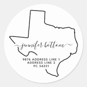 Pegatina Redonda Dirección de devolución de Texas Nueva Casa