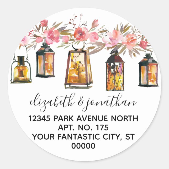 Pegatina Redonda Dirección de devolución de tonos rosados y corales (Anverso)