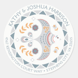 Pegatina Redonda Dirección de devolución de unidades y flores de es