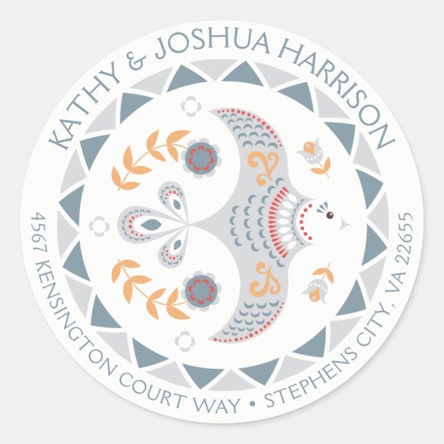 Pegatina Redonda Dirección de devolución de unidades y flores de es (Anverso)