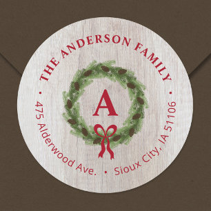 Pegatina Redonda Dirección de devolución de vacaciones de monograma