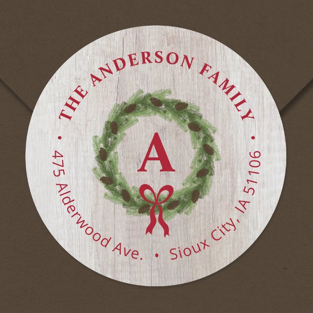 Pegatina Redonda Dirección de devolución de vacaciones de monograma (Subido por el creador)