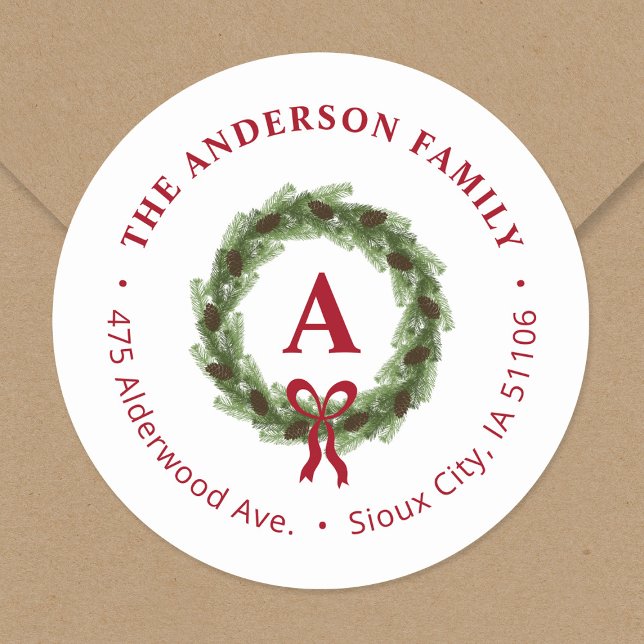 Pegatina Redonda Dirección de devolución de vacaciones de monograma (Subido por el creador)