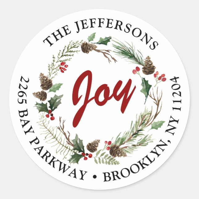 Pegatina Redonda Dirección de devolución de vacaciones de Wreath pa (Anverso)