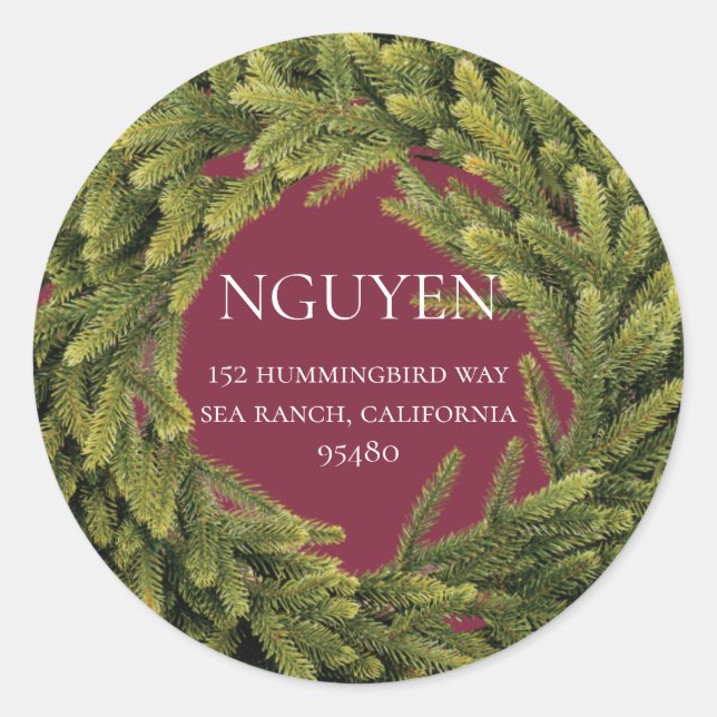 Pegatina Redonda Dirección de devolución de vacaciones de Wreath pa (Anverso)