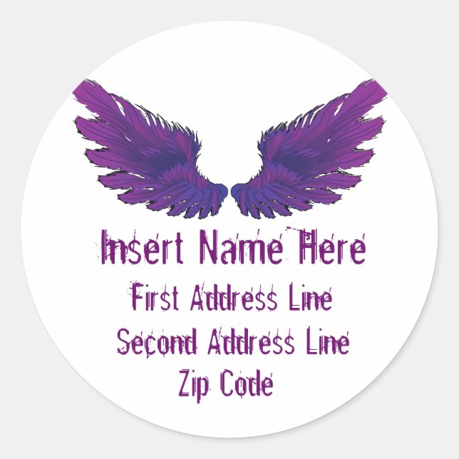 Pegatina Redonda Dirección de devolución de Wings (Anverso)