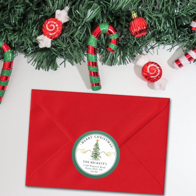 Pegatina Redonda Dirección de devolución del árbol de navidad de co (Subido por el creador)