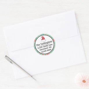 Pegatina Redonda Dirección de devolución del árbol de Navidad everg