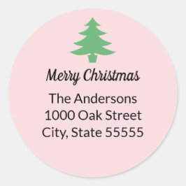 Pegatina Redonda Dirección de devolución del árbol de Navidad verde