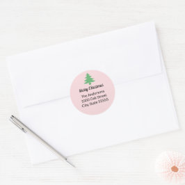 Pegatina Redonda Dirección de devolución del árbol de Navidad verde